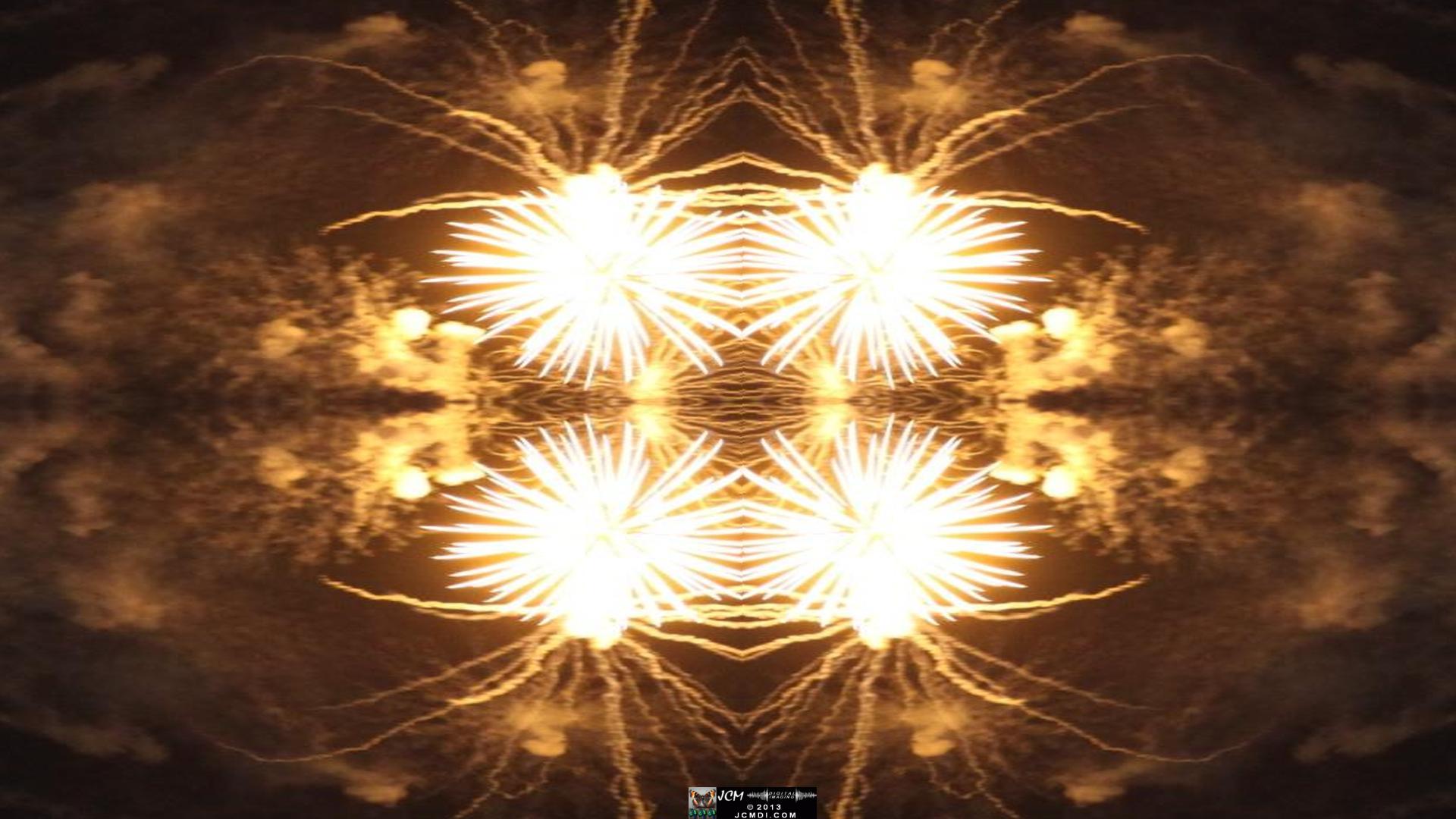 Quadroscopic art made from a digital image of fireworks taken in Castaic, California.